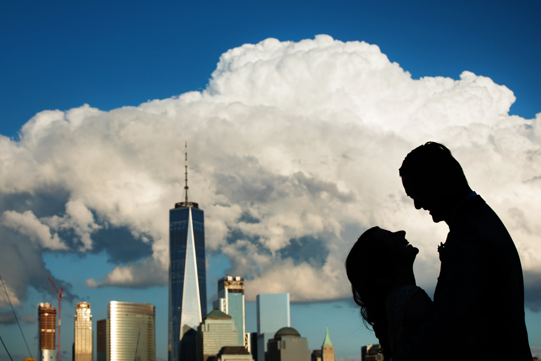 Bride and Groom and NYC Skyline