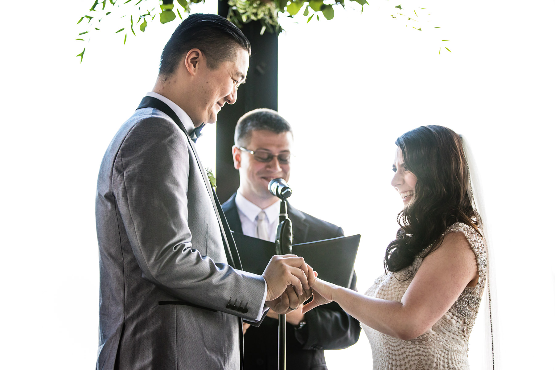 Vows and ring exchange Battello Jersey City Wedding Ceremony