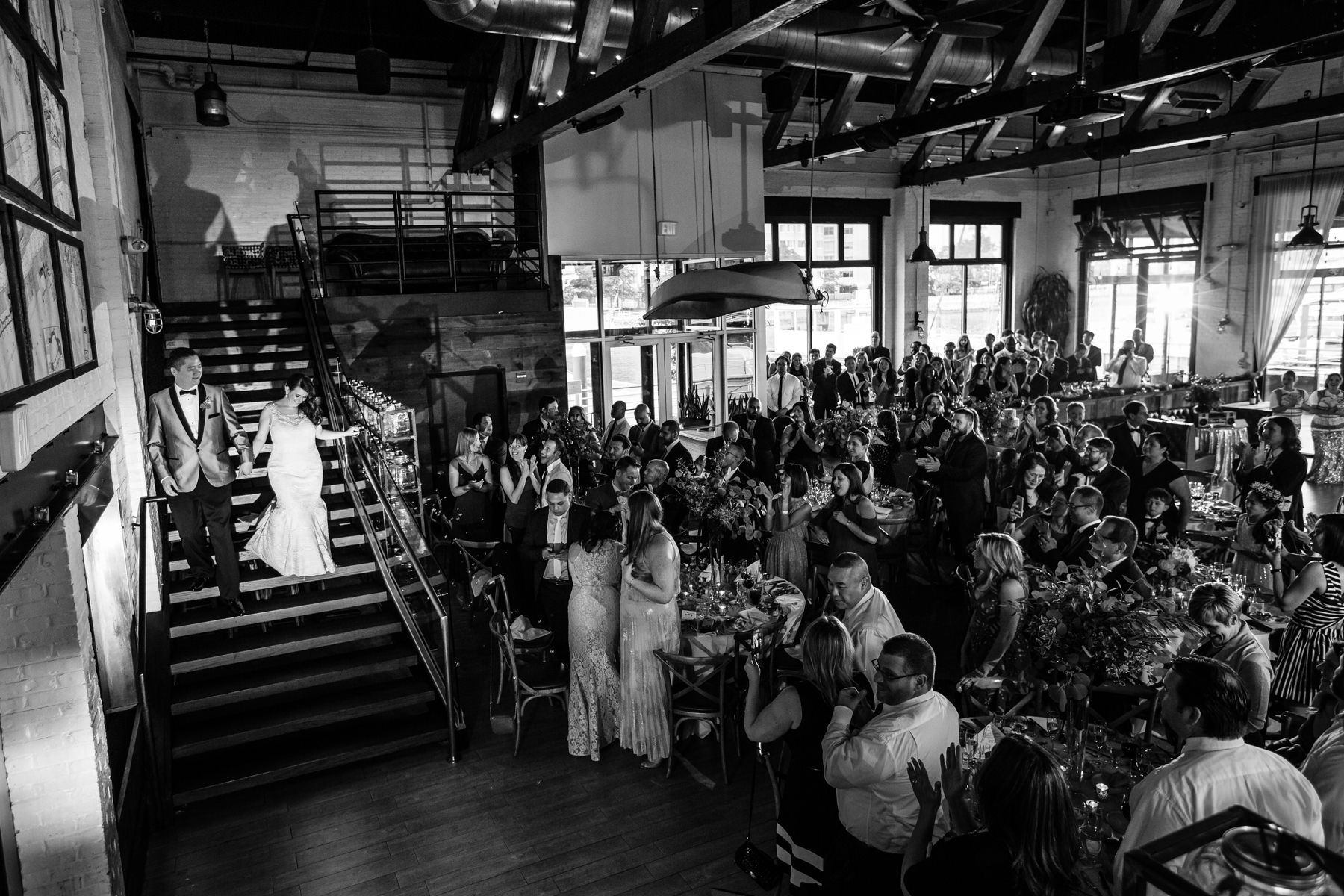 The grand entrance of bride and groom at Battello Jersey City Wedding Reception