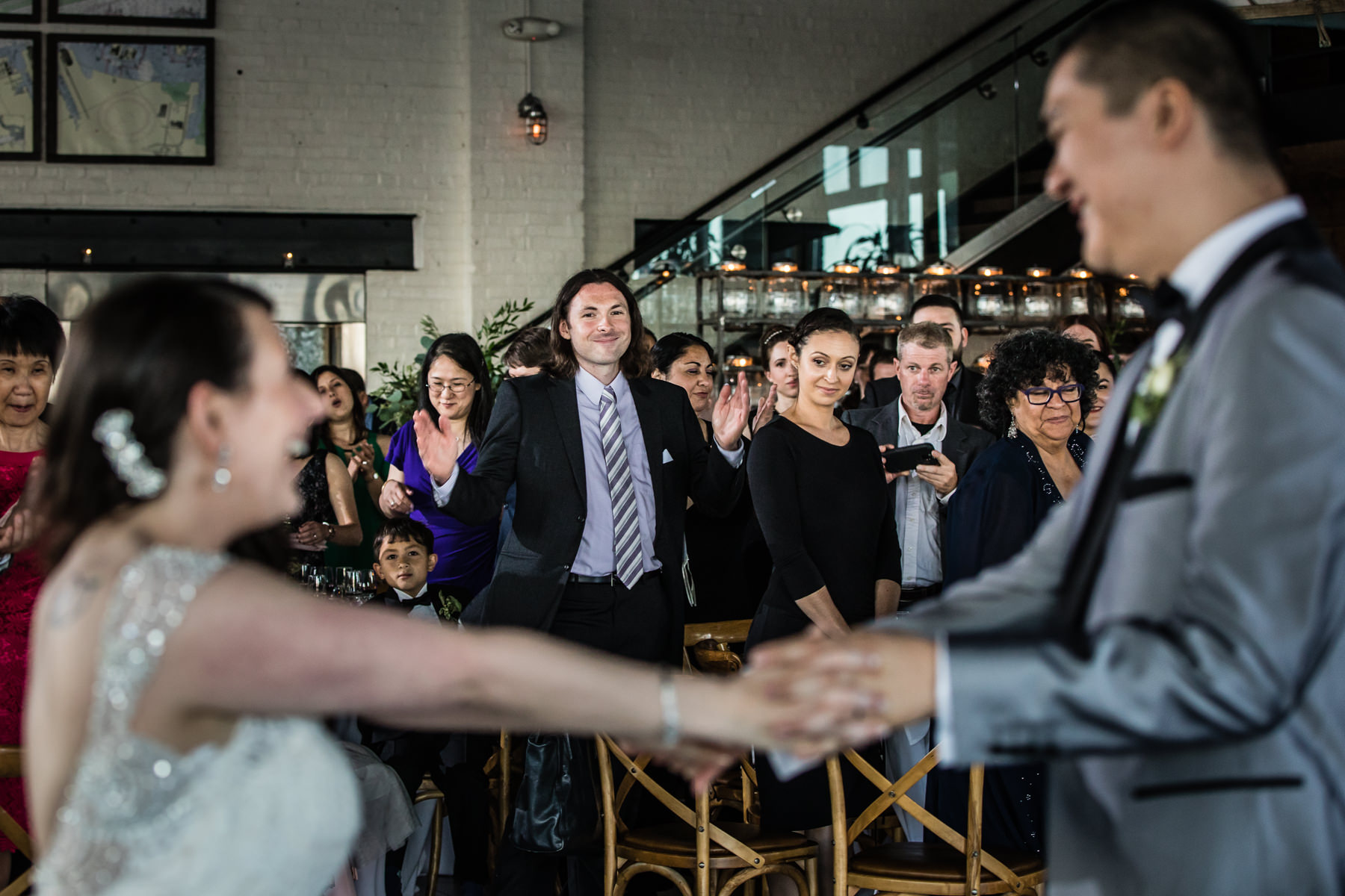 The first dance of bride and groom at Battello Jersey City Wedding Reception