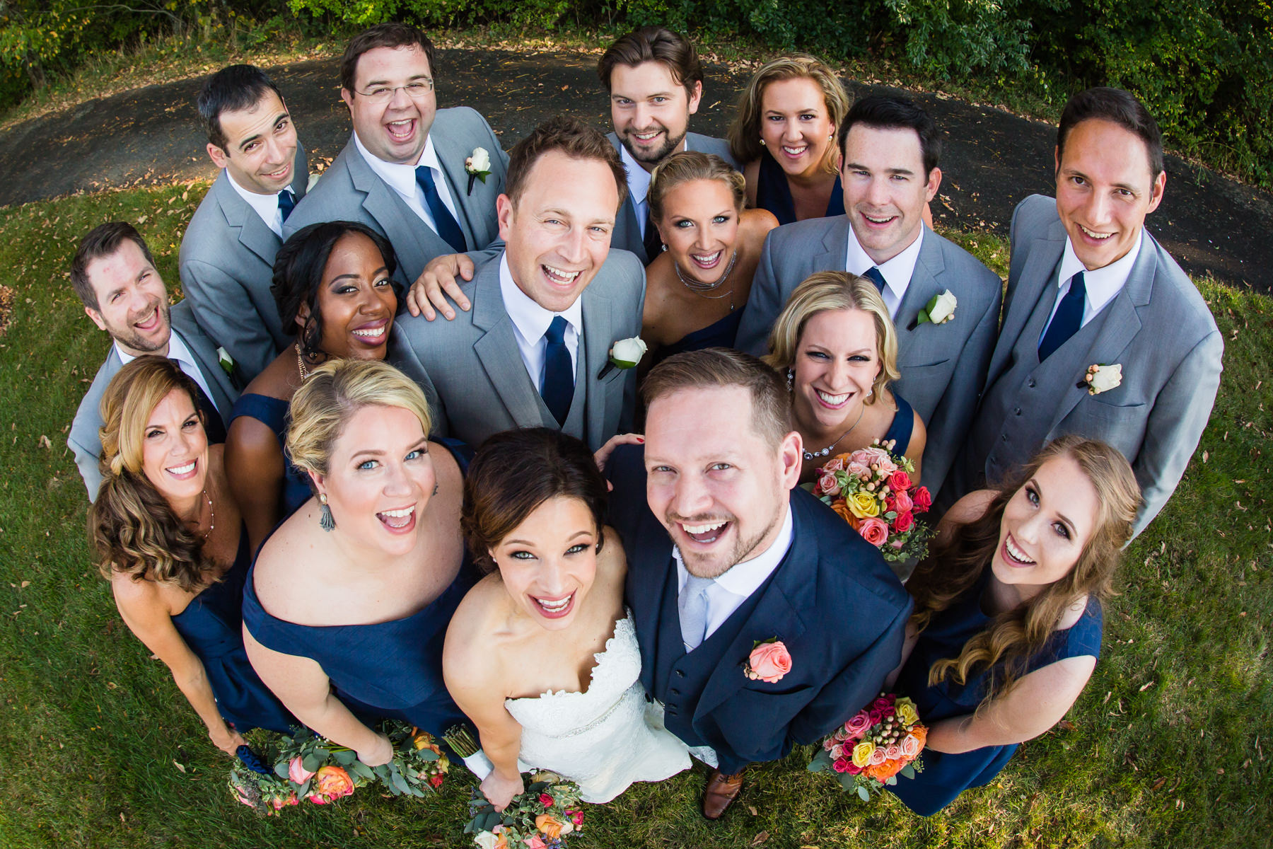 fun bridal party portrait at Bear Brook Valley