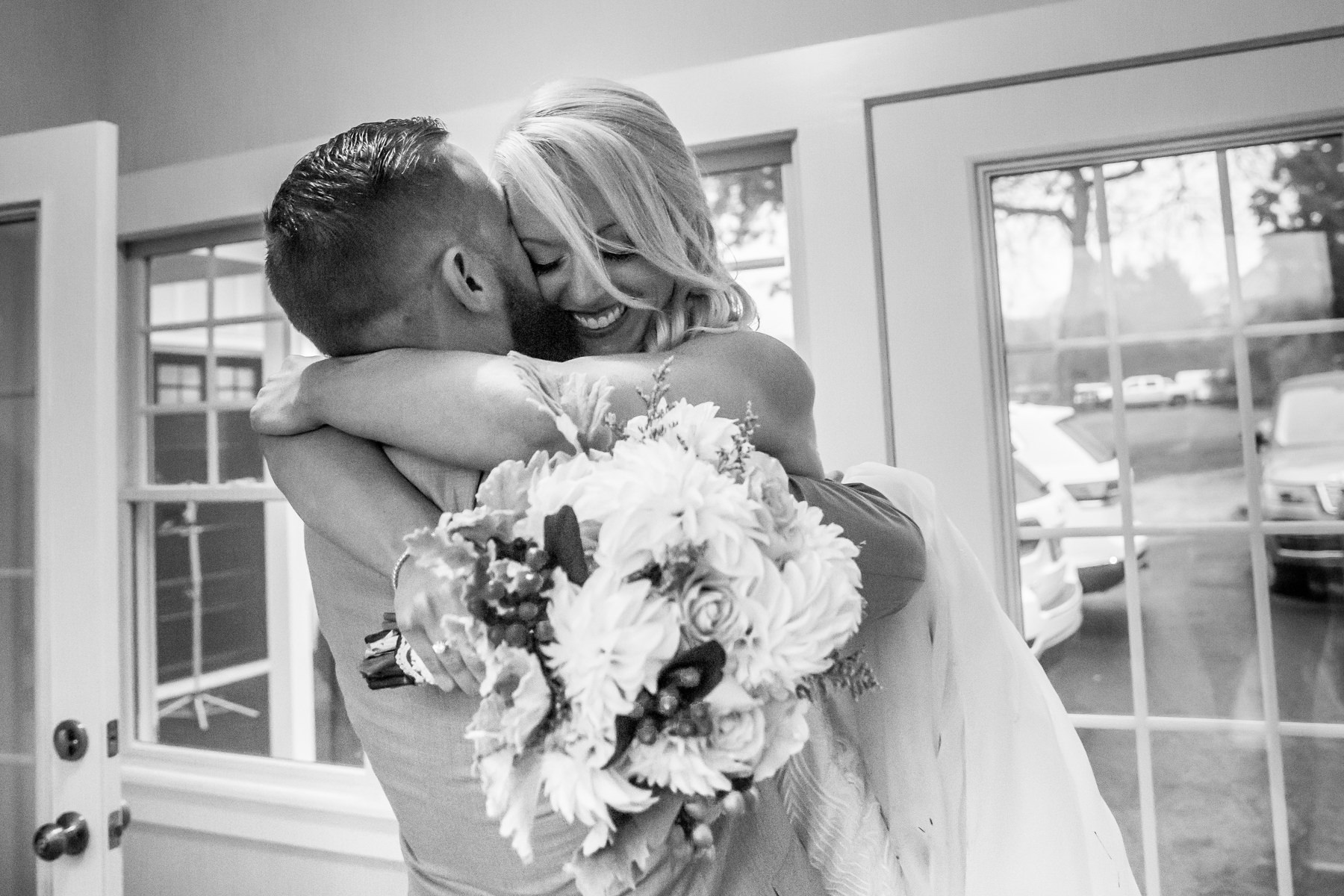 First moment alone all day, rustic farm wedding in Stockton, NJ