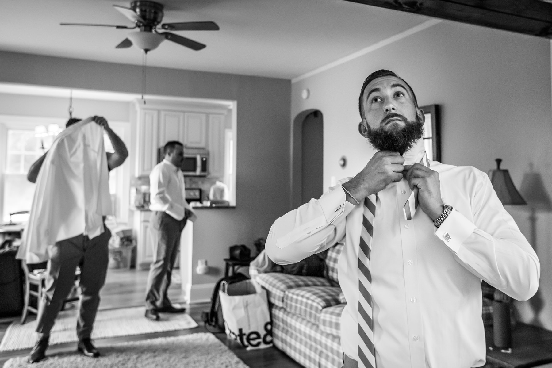 Groom prep at Stone Rows Farm Wedding, Stockton, NJ