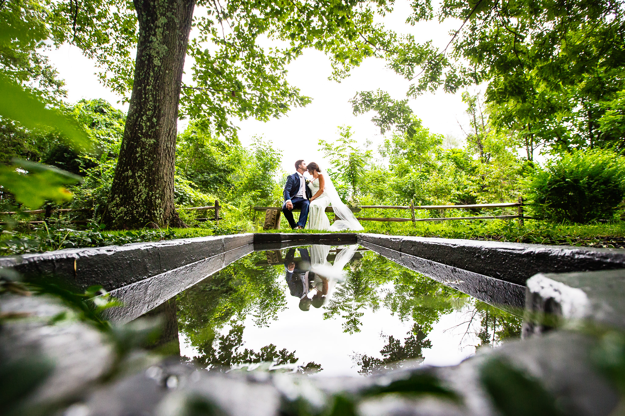 Reflecting pond at Crossed Keys Estate wedding