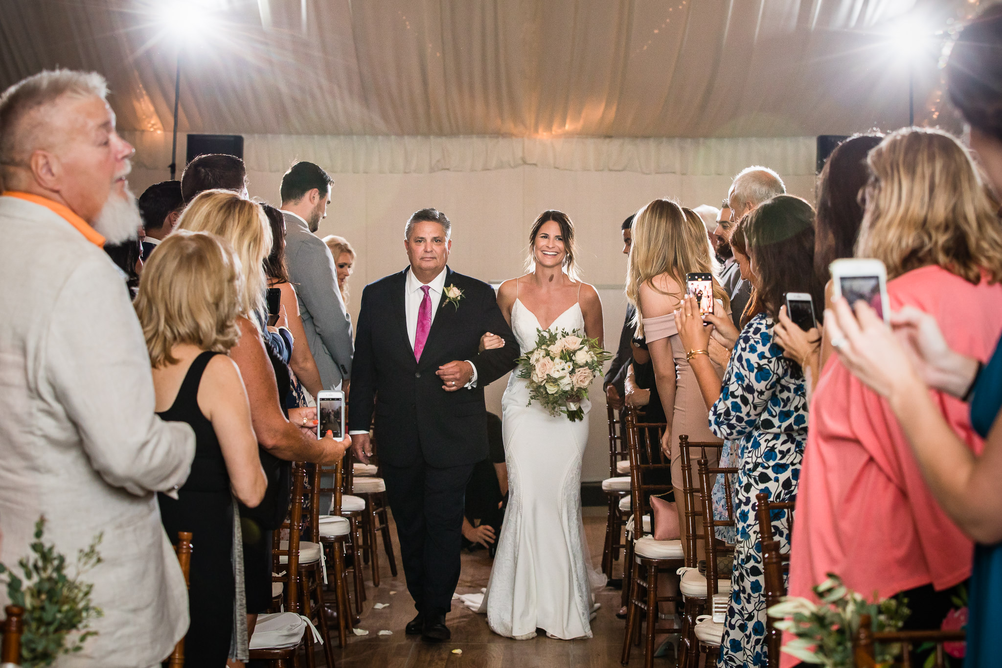 Indoor tent ceremony at Crossed Keys Estate