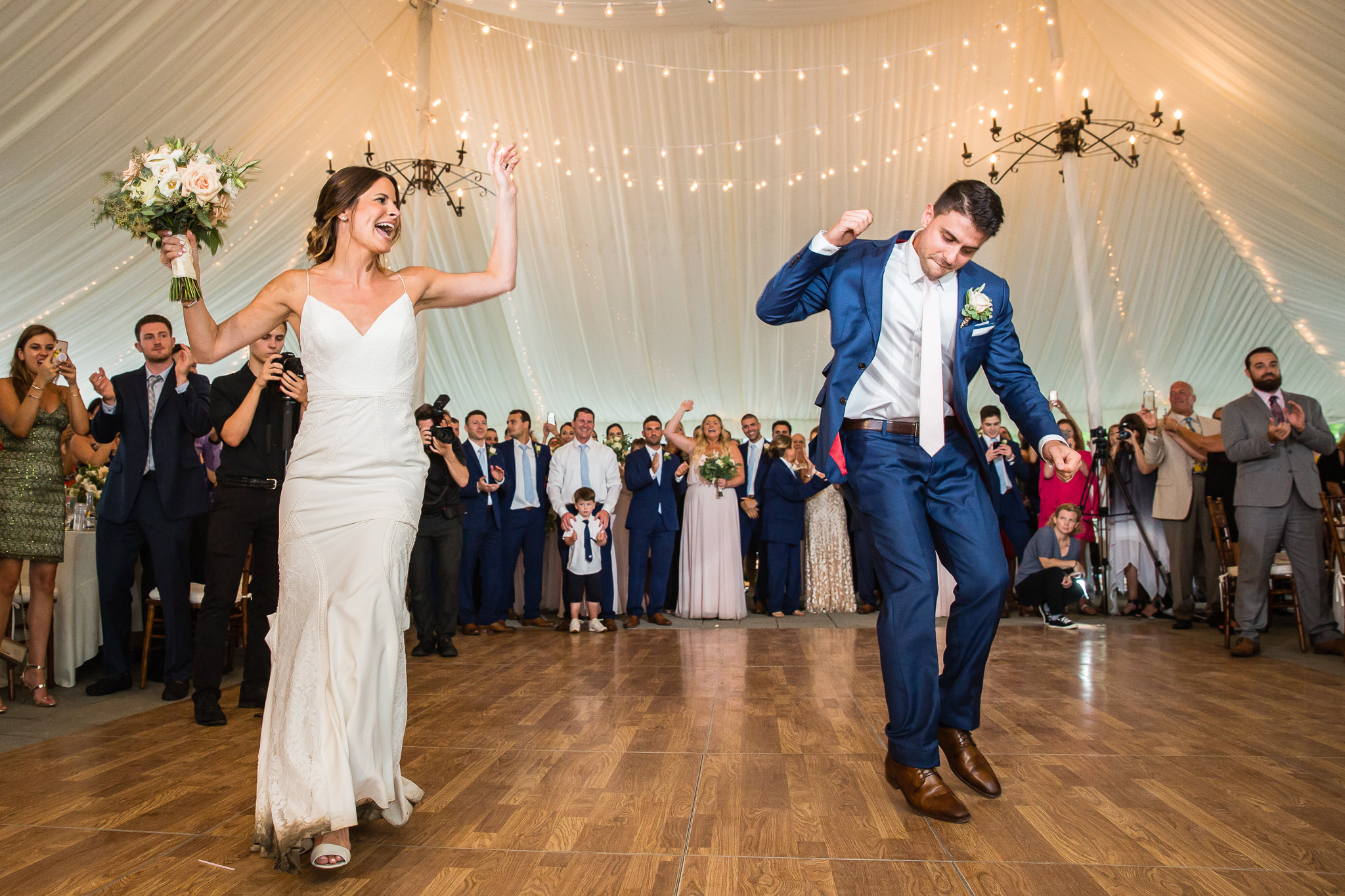 Bride and groom first dance at Crossed Keys Estate wedding