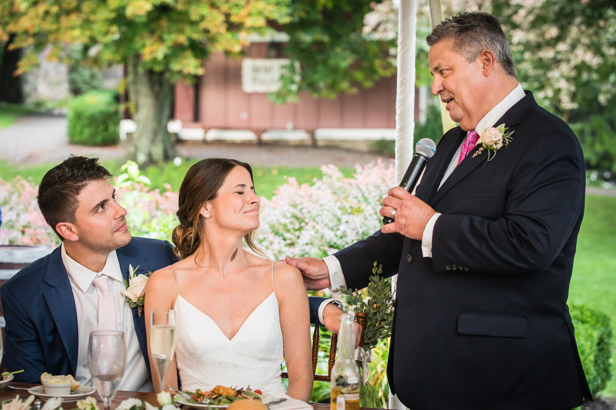 father of bride toasts his daughter and her new husband at Crossed Keys Estate