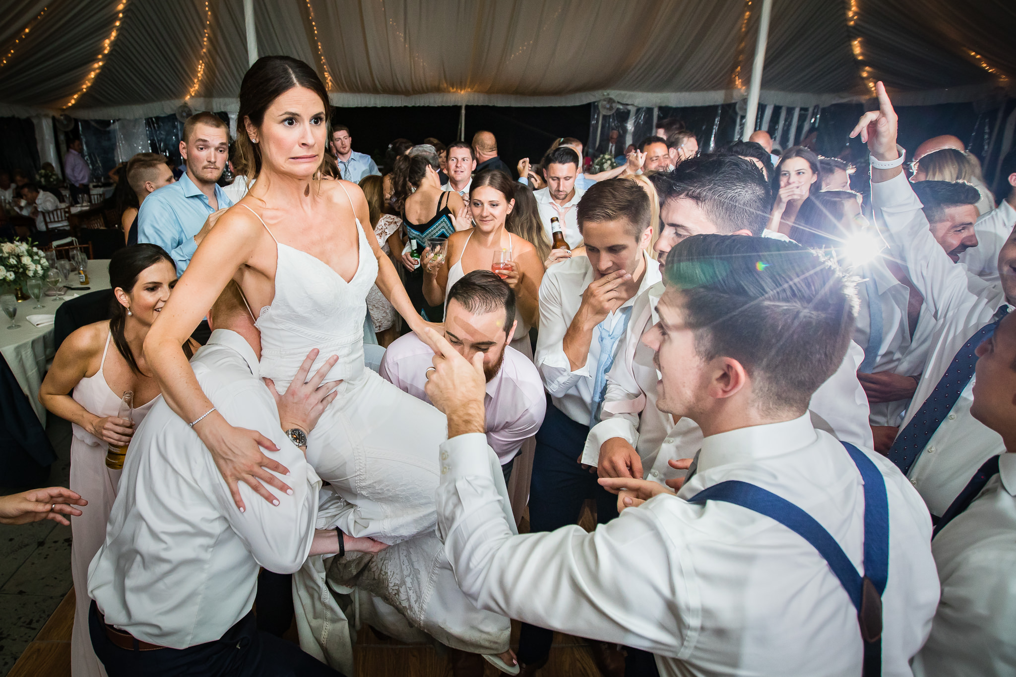 Bride dancing with friends at Crossed Keys Estate wedding
