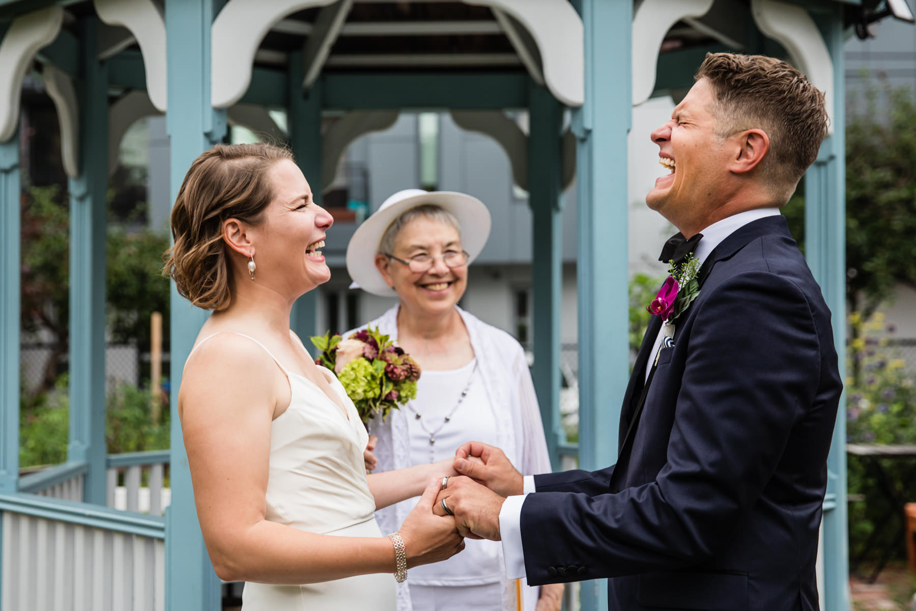 outdoor wedding ceremony in Boston neighborhood garden