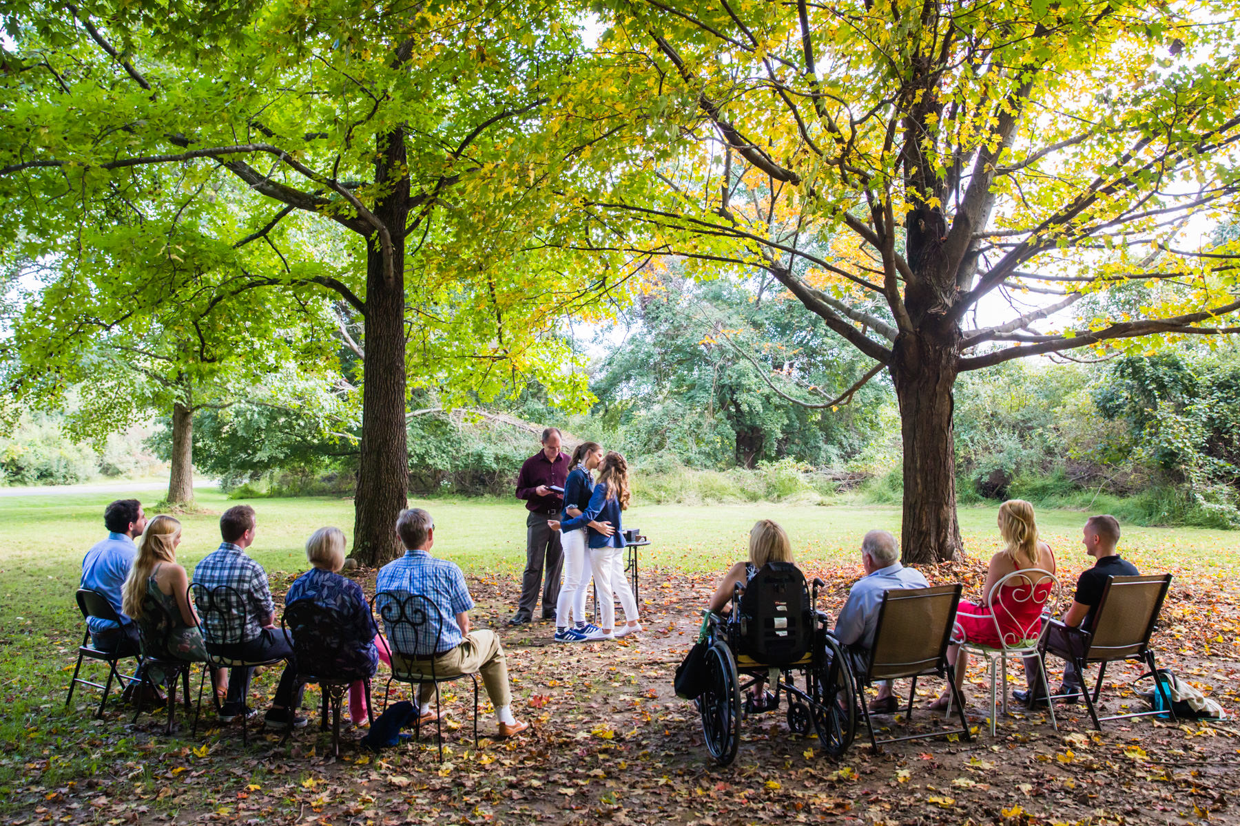 same sex wedding ceremony at Spruce Run state park in NJ