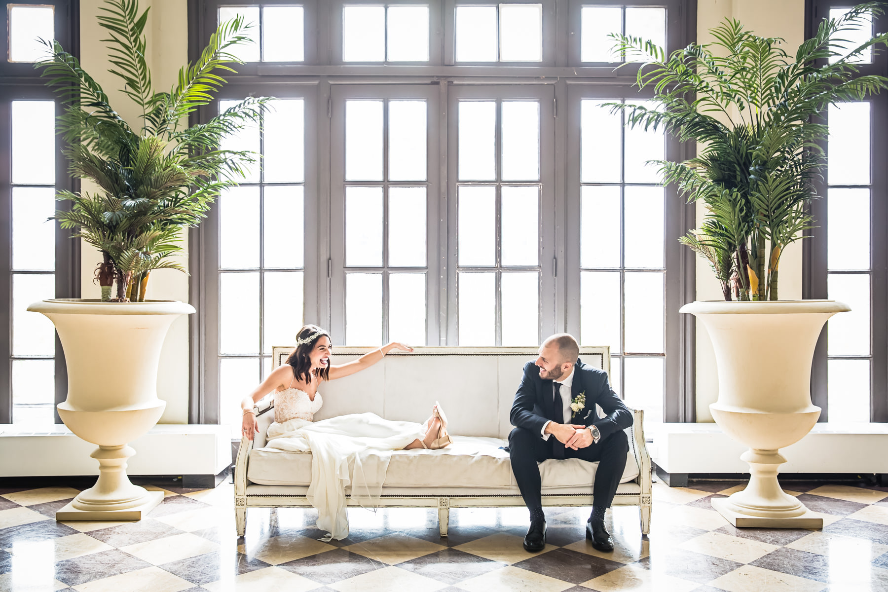 Wedding portrait at the Berkeley Hotel in Asbury Park, NJ