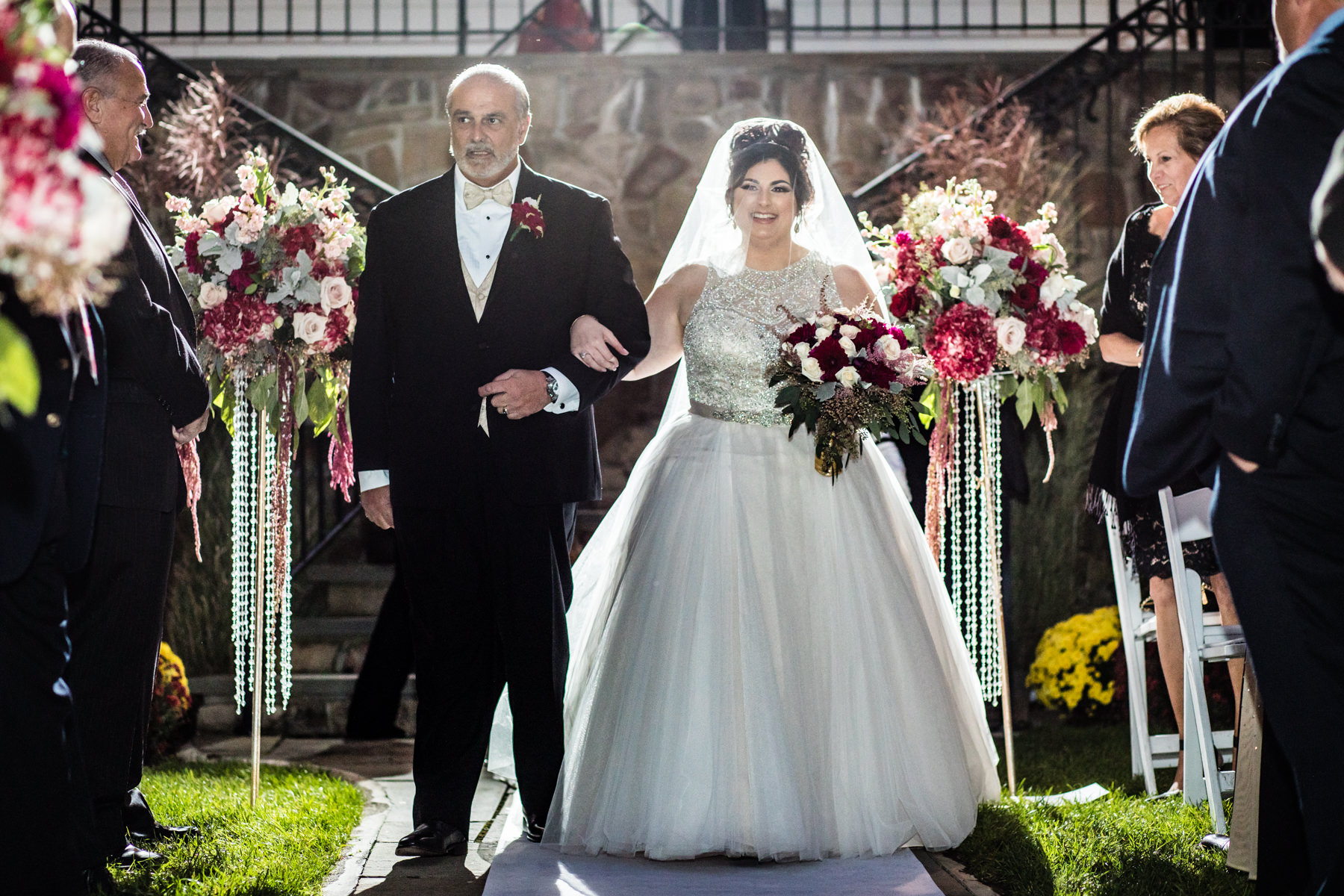 outdoor nighttime ceremony at Park Savoy Florham Park NJ