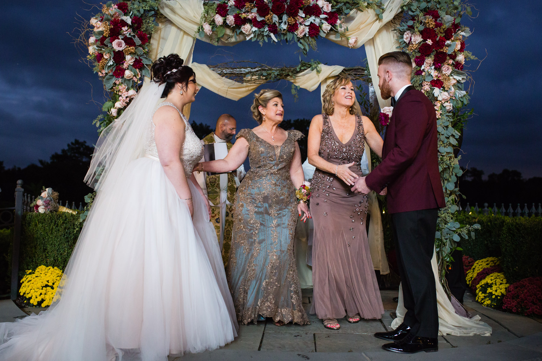 outdoor nighttime ceremony at Park Savoy Florham Park NJ