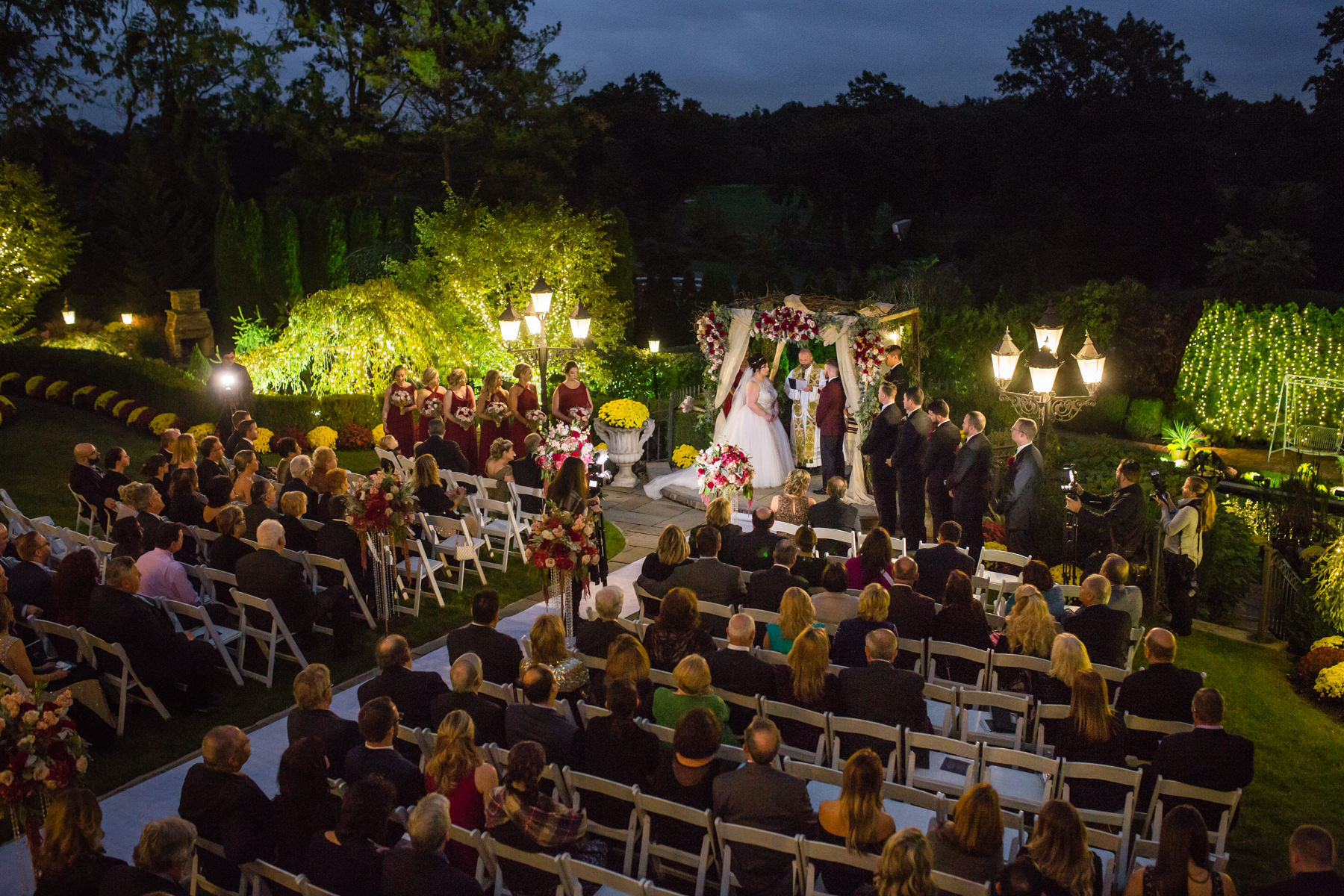 outdoor nighttime ceremony at Park Savoy Florham Park NJ