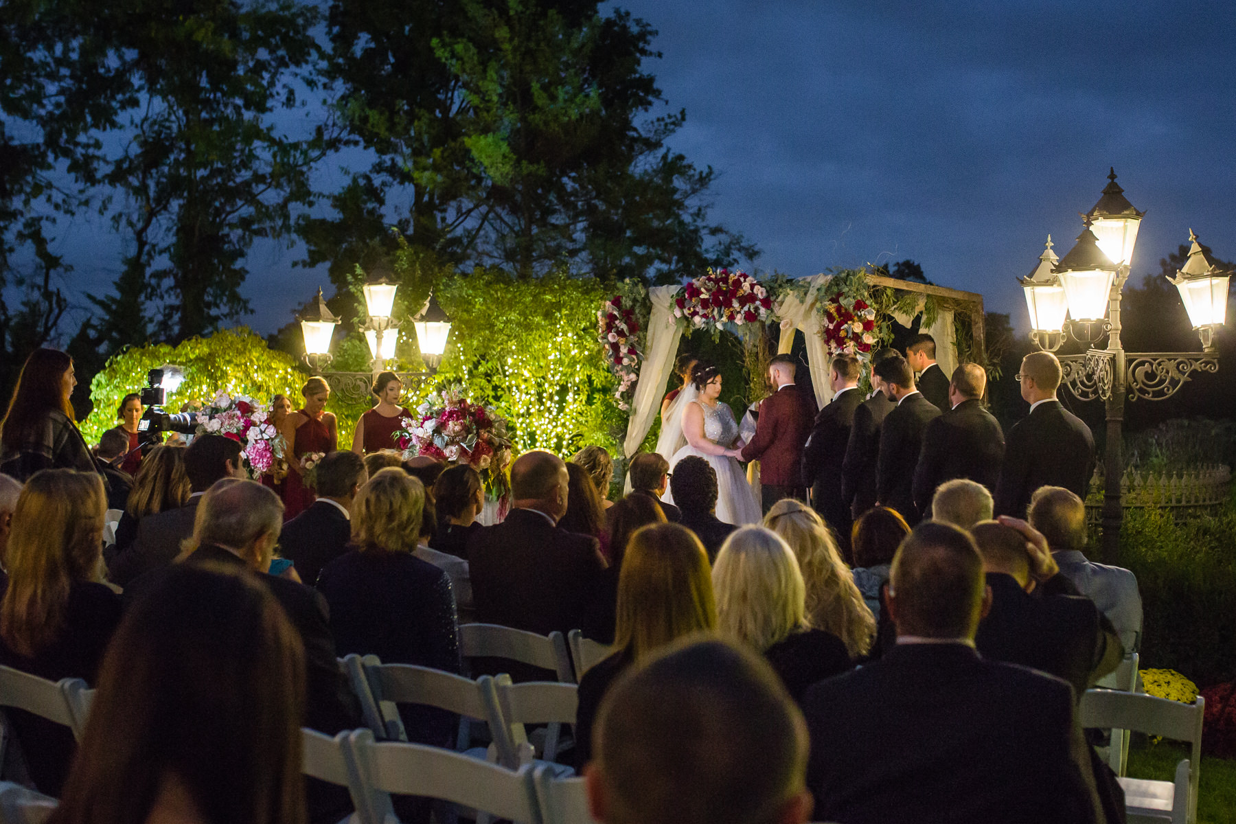 outdoor nighttime ceremony at Park Savoy Florham Park NJ