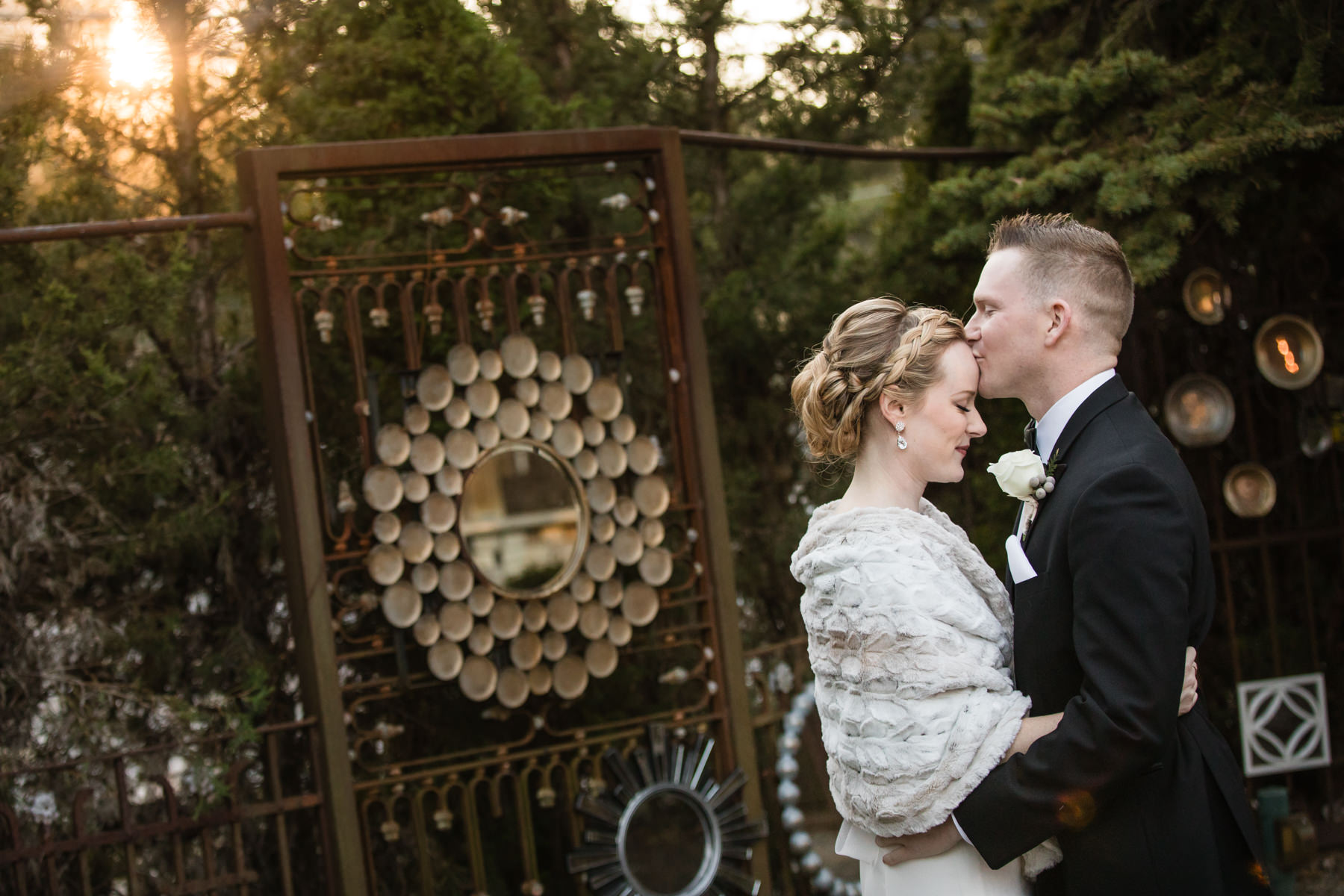 bride and groom first look at mirror garden stone house warren nj