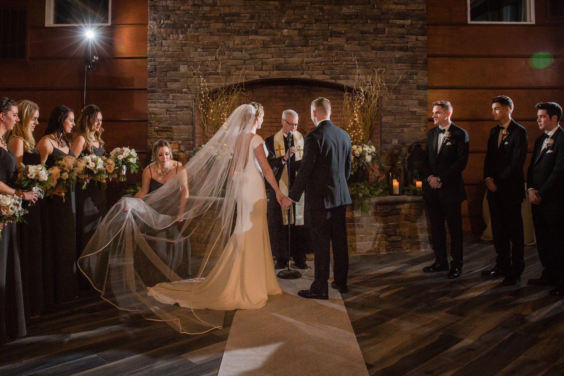 indoor wedding ceremony at stone house stirling ridge