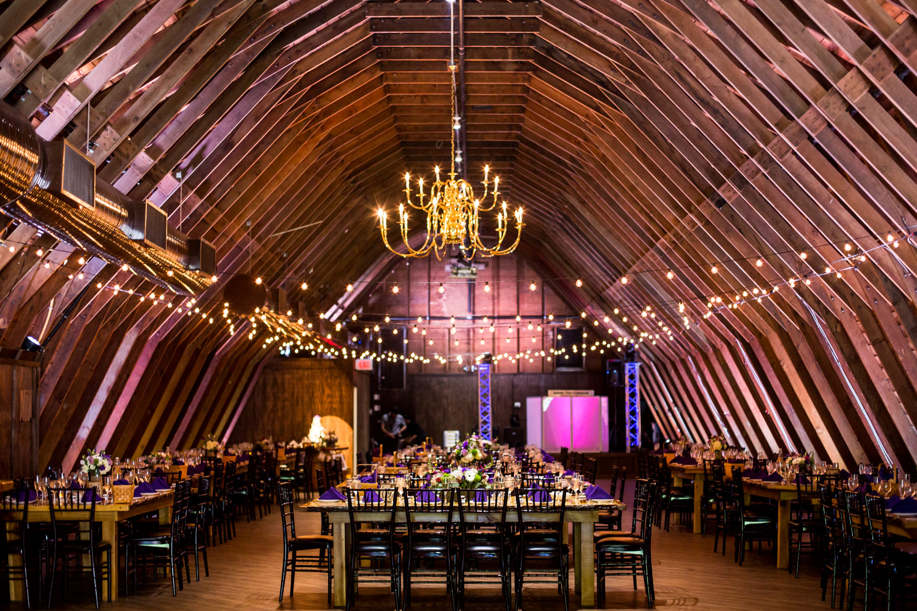 Beautiful reception space in barn at Perona Farms