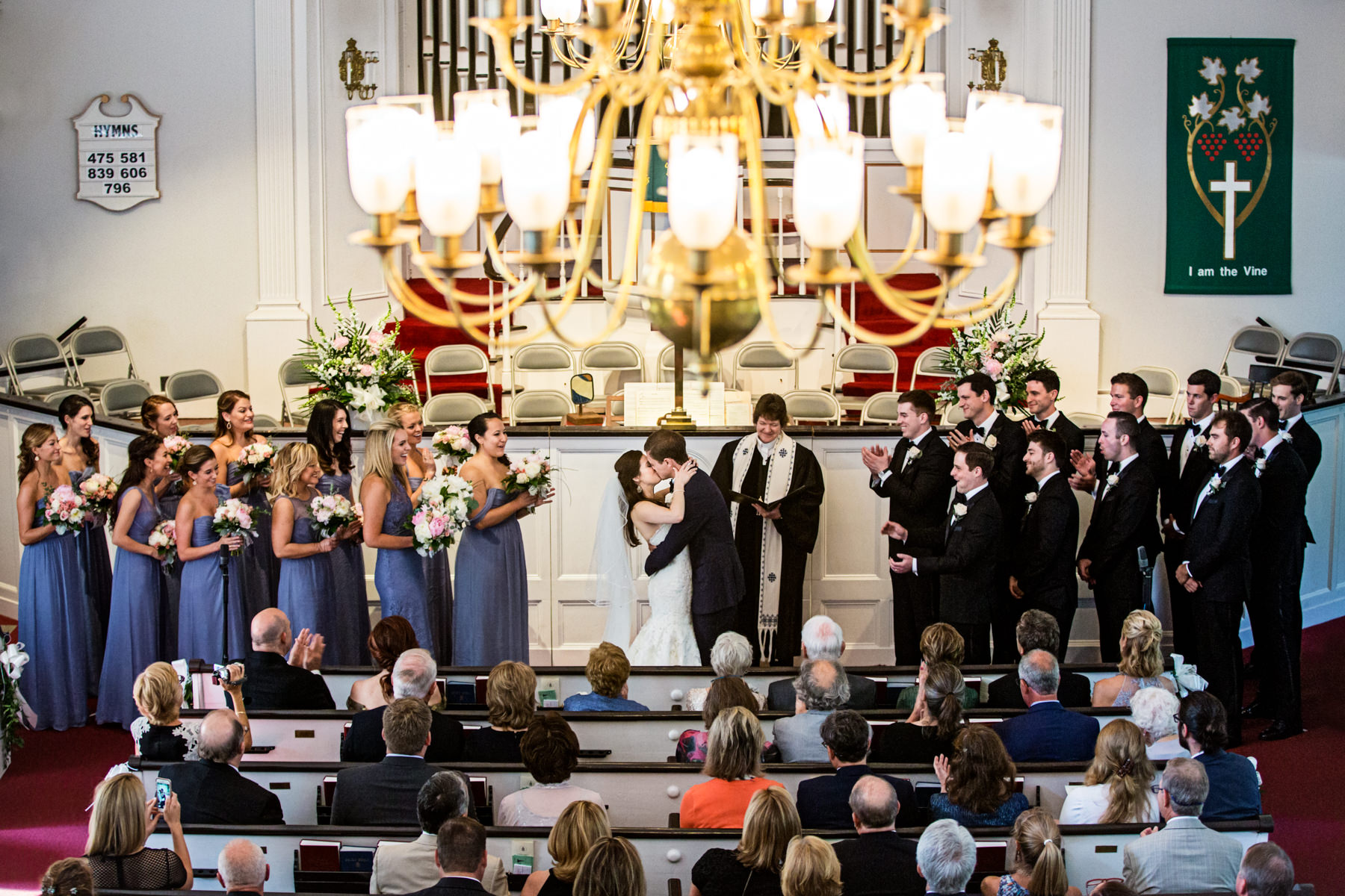 NJ-Wedding-Photographer-First-Presbyterian-Church-Metuchen-first-kiss