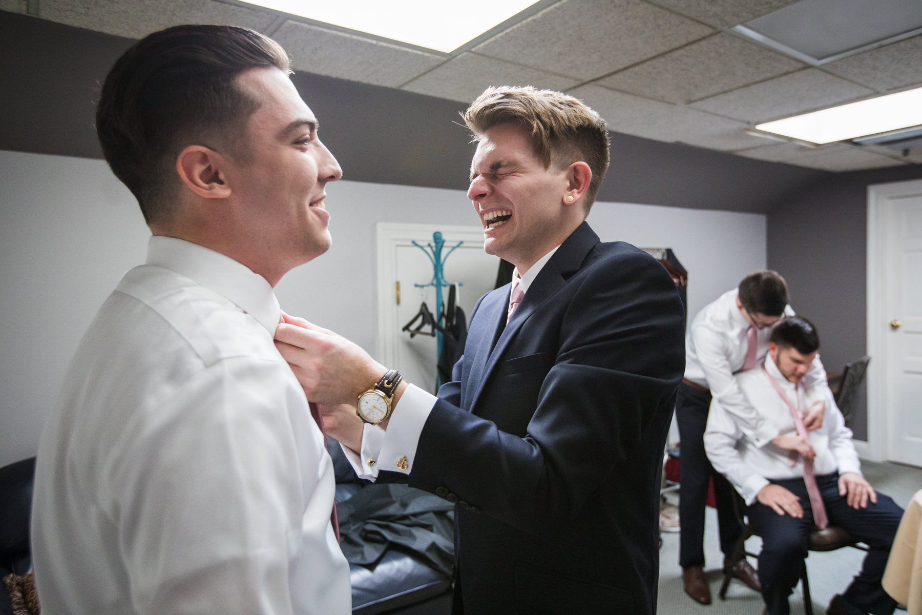 Groom prep at Beaver Brook Country Club Wedding