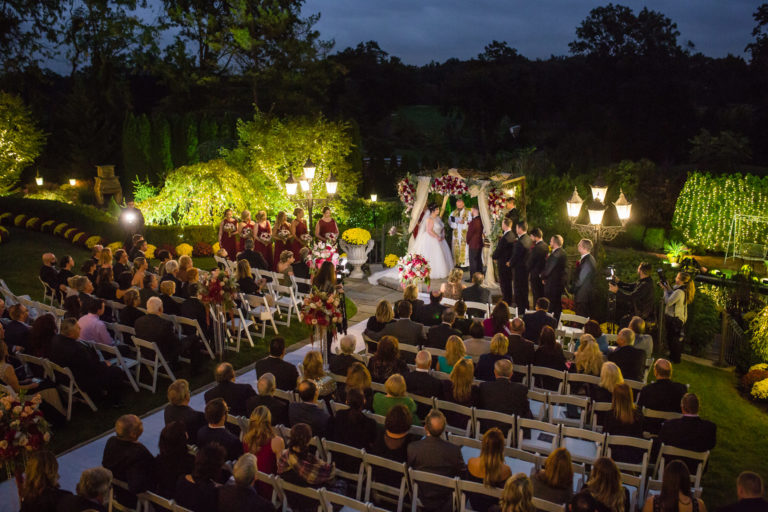 Fairytale outdoor wedding ceremony at Park Savoy Estate in Florham Park, NJ